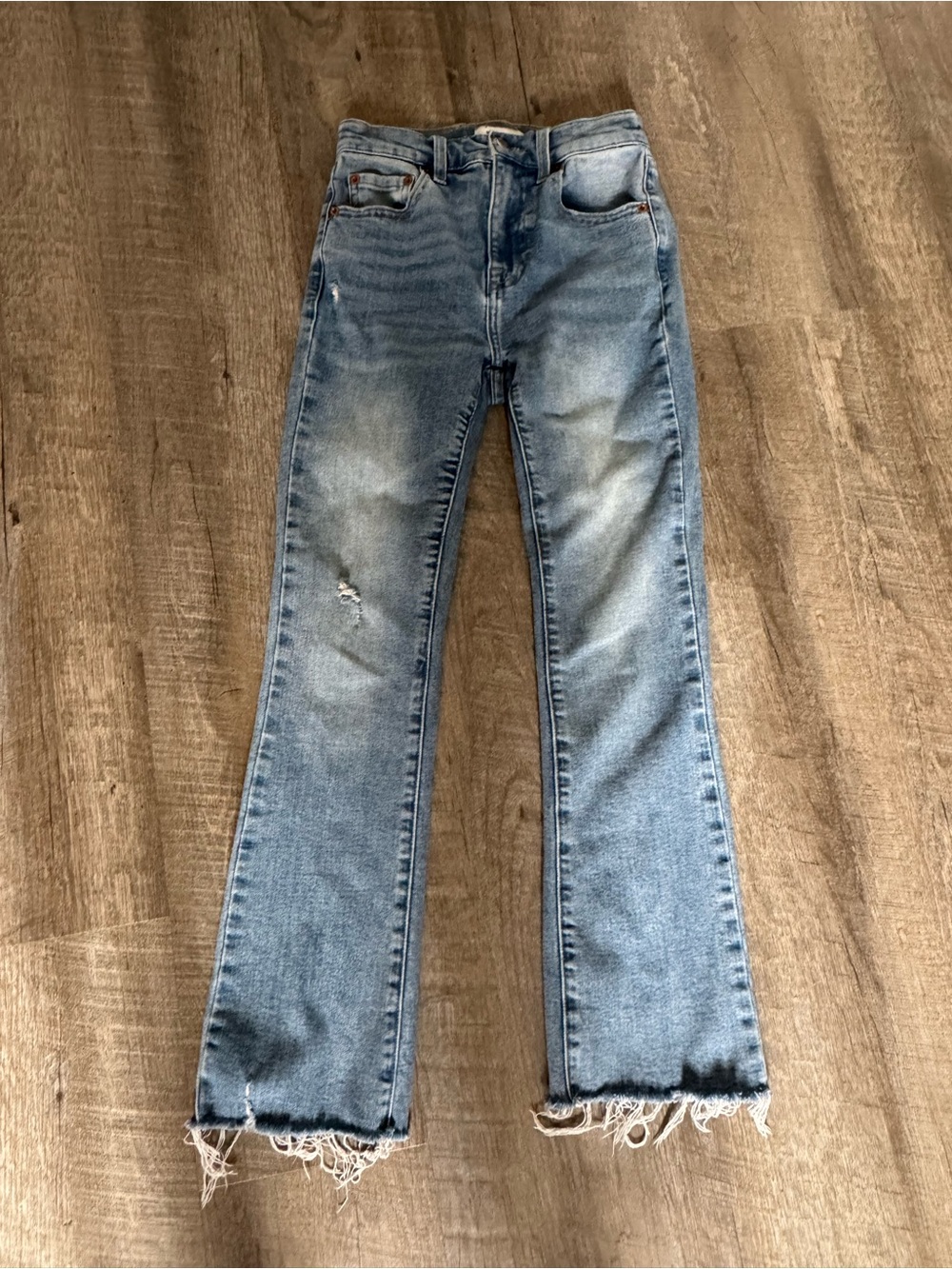 Pistola faded light blue, mid-rise denim Jeans frayed raw Hem, Size 24